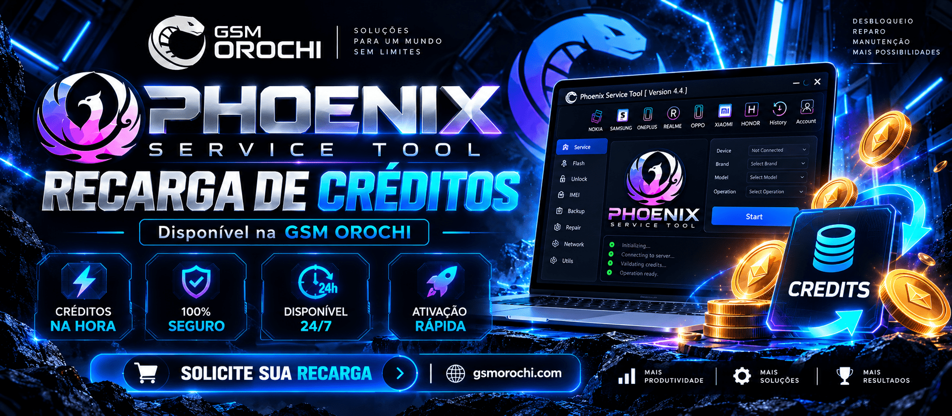 Phoenix Service Tool - Credit Refill (Nokia  Samsung  Oppo  Realme  OnePlus)